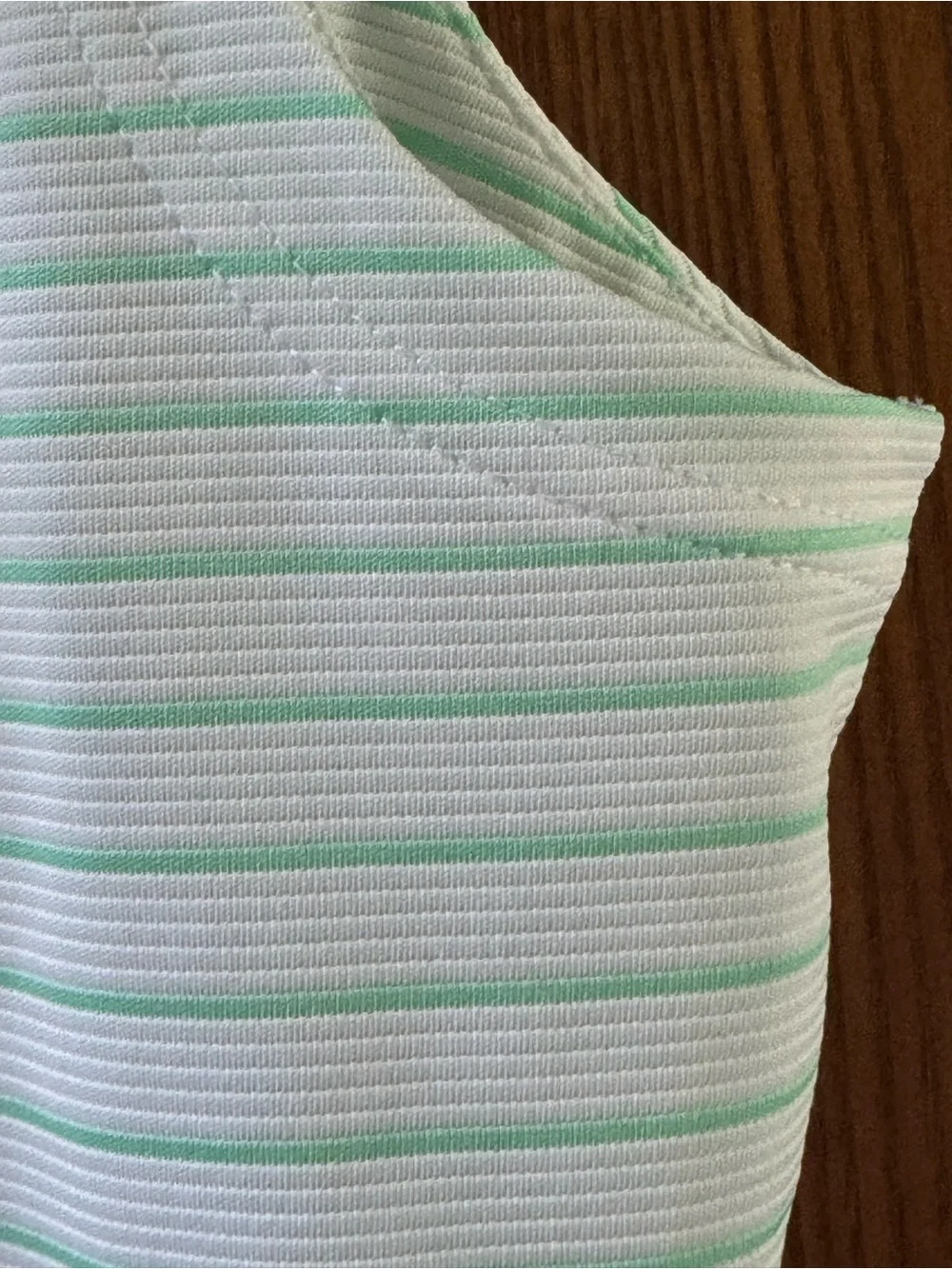Pebble Beach Womens Collared Sleeveless Polo - Mint Green & White Stripes